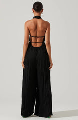 ASTR Damia Halter Wide Leg Jumpsuit in Black