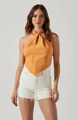 ASTR Kerensa Asymmetrical Halter Top in Orange
