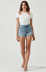 ASTR Reedley Halter Neck Cutout Bodysuit in White
