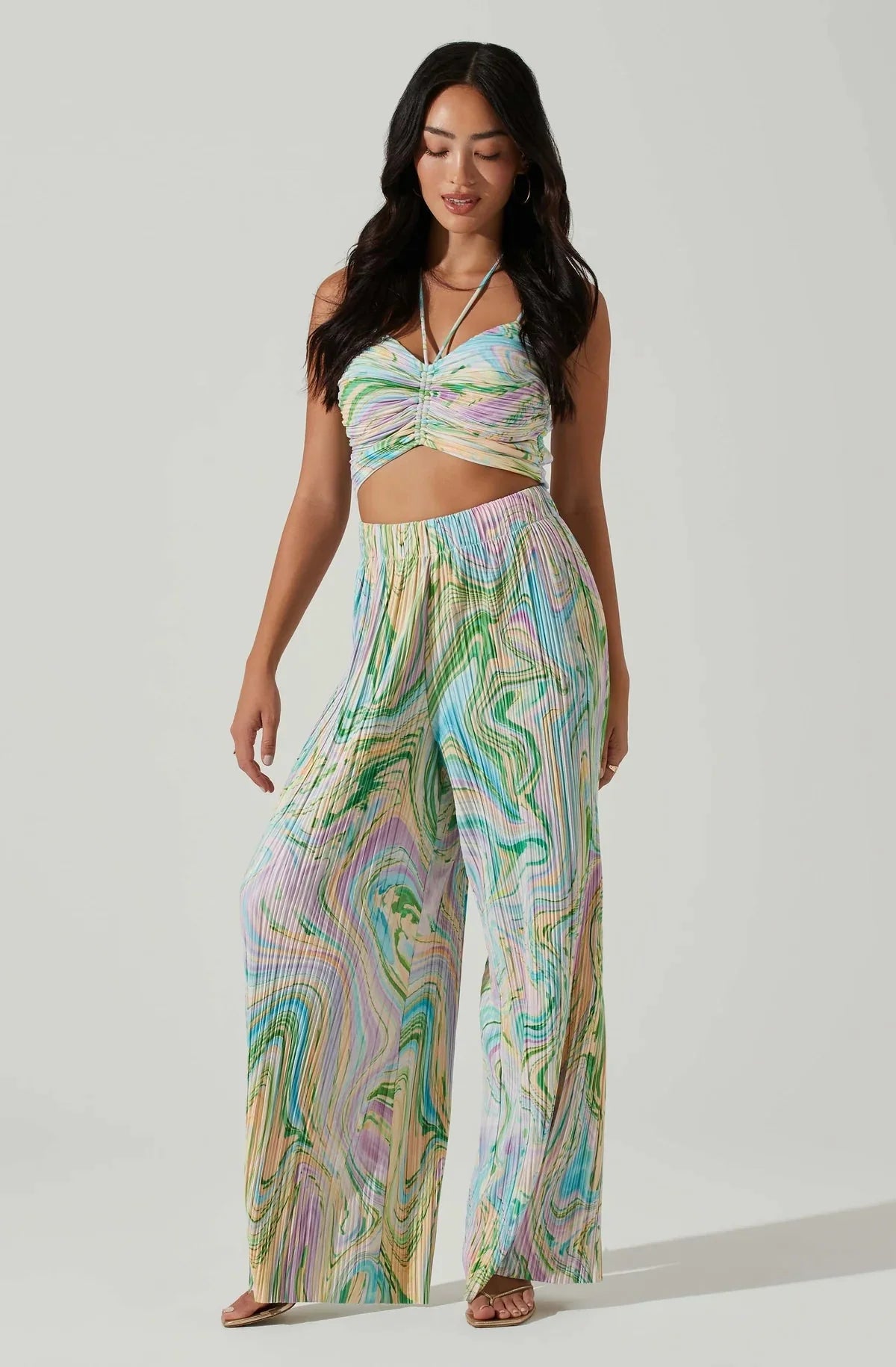 ASTR Savine Pants in Green Swirl