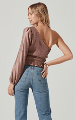 ASTR Zona One Shoulder Top in Mauve