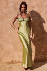 Aurora Crystal Maxi Dress - Olive