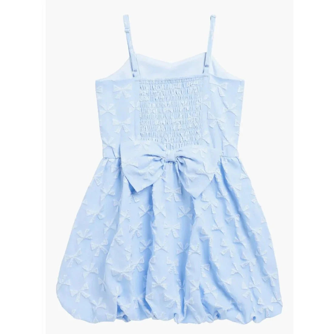 Ava & Yelly Tween Bow Bubble Party Dress in Sky Blue
