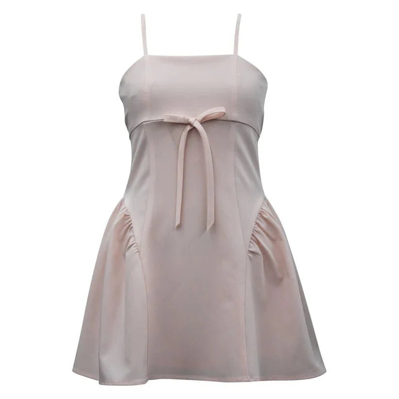 Ava &  Yelly Tween Side Shirred Bow Front Dress in Blush