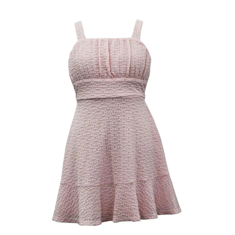 Ava & Yelly Tween Stretch Lace Emma Ruffle Dress in Light Pink