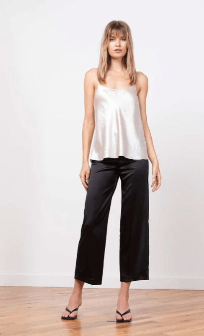 Avenue Montaigne Alex Satin Pant in Black