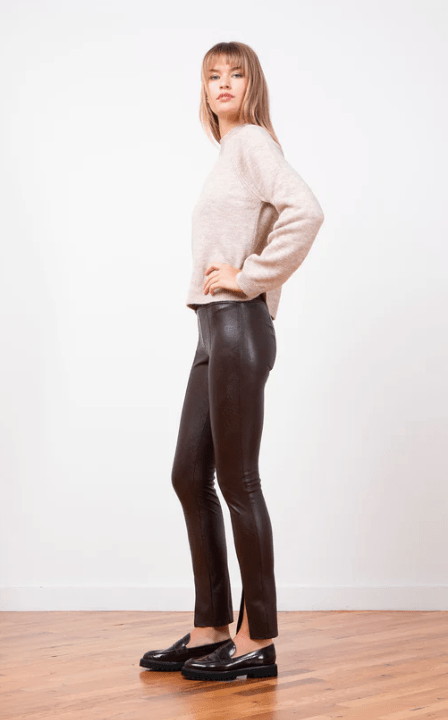 Avenue Montaigne Max Pleather Pant in Brown