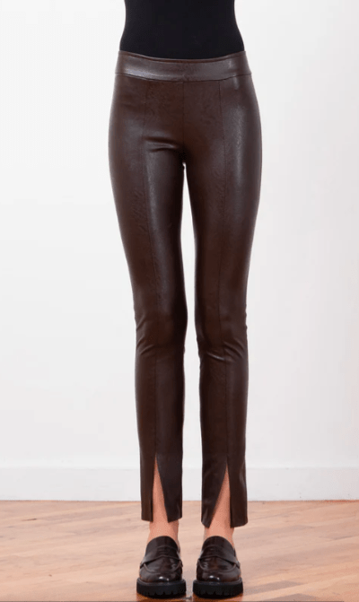 Avenue Montaigne Max Pleather Pant in Brown
