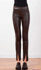 Avenue Montaigne Max Pleather Pant in Brown