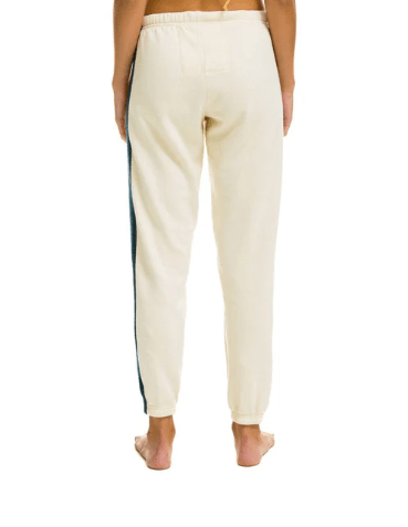 Aviator Nation 5 Stripe Pocket Sweatpant in Vintage White
