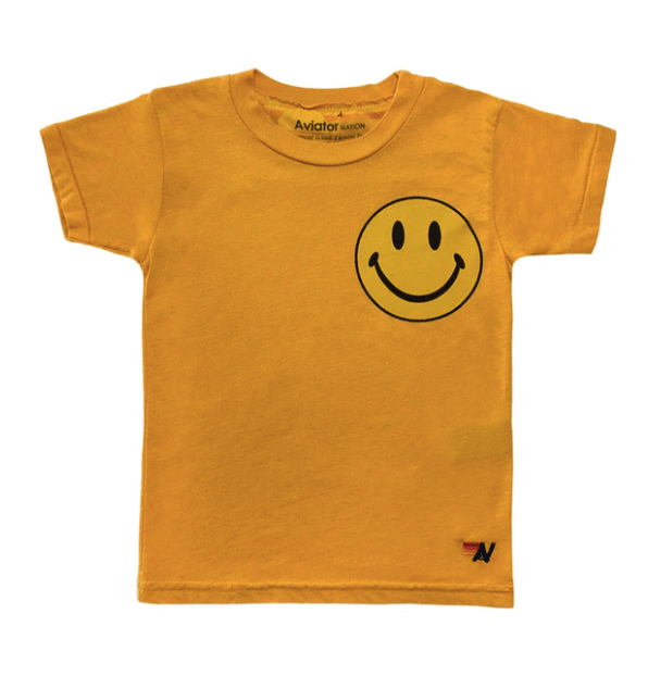 Aviator Nation Smiley 2 Tee in Gold