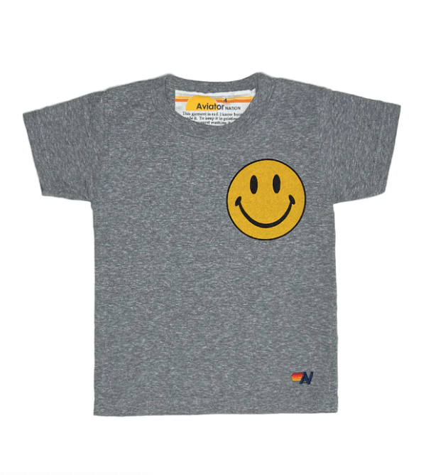 Aviator Nation Smiley 2 Tee in Heather Grey
