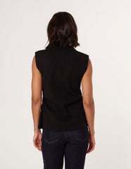Gold Button Front Tailored Vest