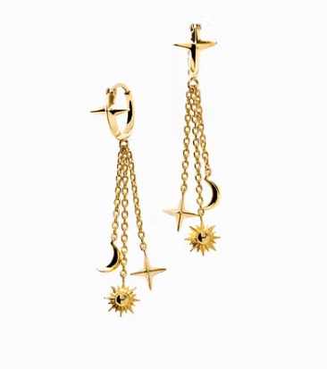 Awe Inspired Interstellar Drop Huggies in Gold Vermeil