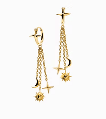 Awe Inspired Interstellar Drop Huggies in Gold Vermeil