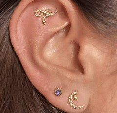 Awe Inspired Snake Stud Earrings in 14k Yellow Gold Vermeil