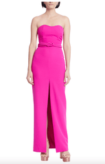 Badgley Mischa Strapless Column Gown with Knotted Belt in Pink
