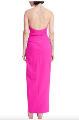 Badgley Mischa Strapless Column Gown with Knotted Belt in Pink
