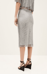 ba&sh Meshy Midi Skirt in Argent