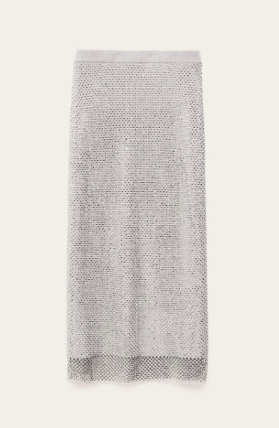 ba&sh Meshy Midi Skirt in Argent