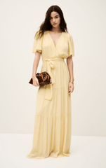 ba&sh Natalia Pleated Dress in Yellow