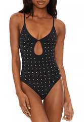 Beach Riot Priscilla Rhinestone Swimsuit in Black