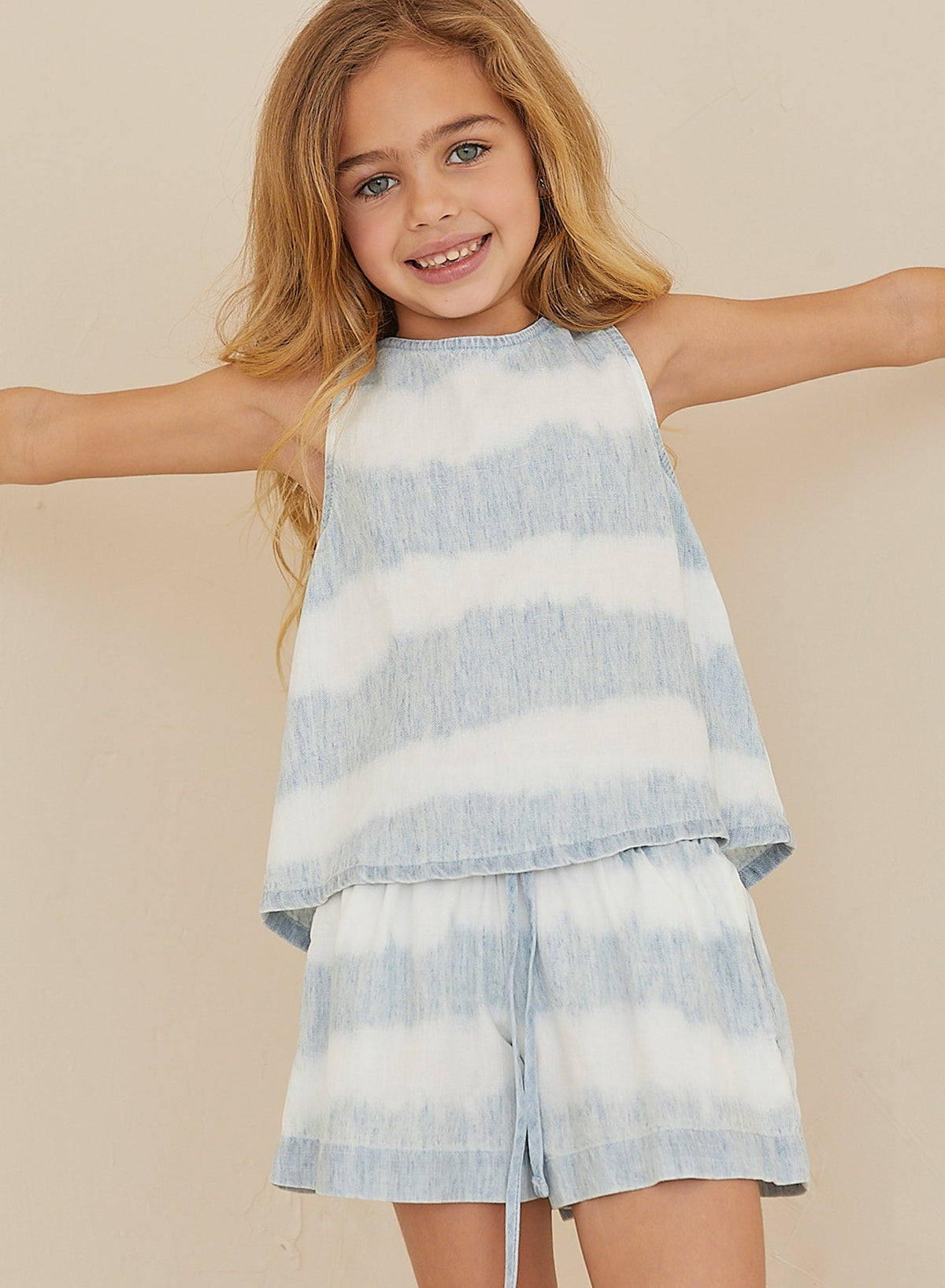 Bella Dahl Girl Beach Short in Denim Cabana Stripes