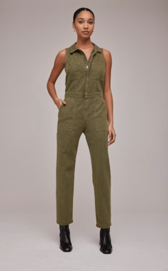 Bella Dahl Gwen Zip Front Coverall in Bonsai Green