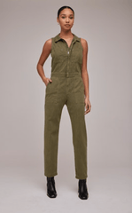 Bella Dahl Gwen Zip Front Coverall in Bonsai Green