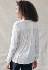 Bella Dahl Smocked Button Down in Winter White