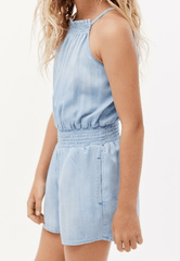 Bella Dahl Smocked Halter Romper in Salt Spray Wash