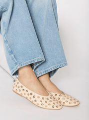 Berenice Aballerina Studded Ballerinas in White Gold