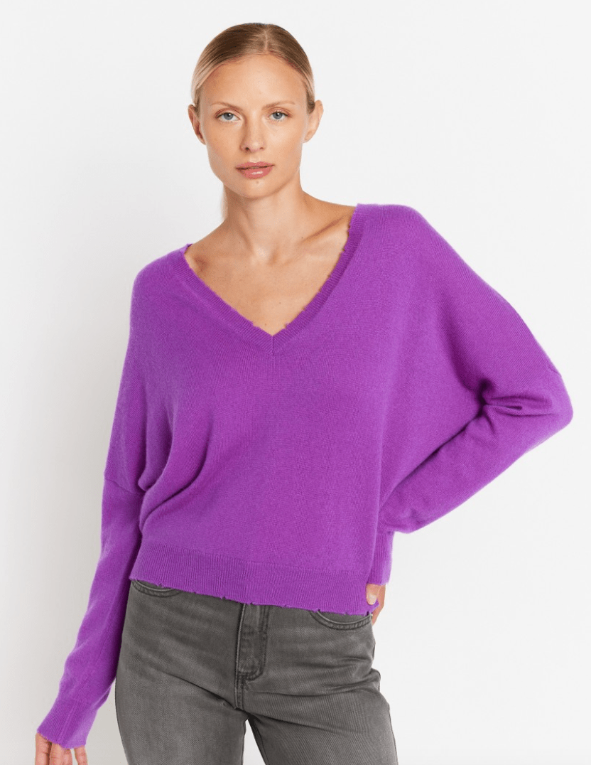 Berenice Aurora Wool V-Neck Sweater in Purple