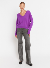 Berenice Aurora Wool V-Neck Sweater in Purple