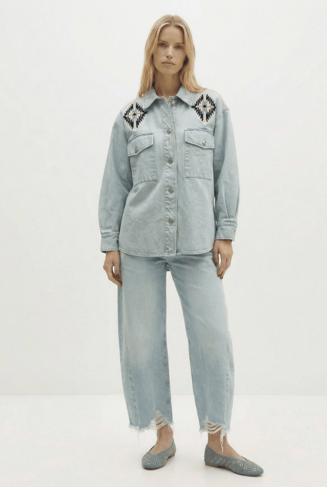 Berenice Cienna Denim Shirt in Light Denim Blue