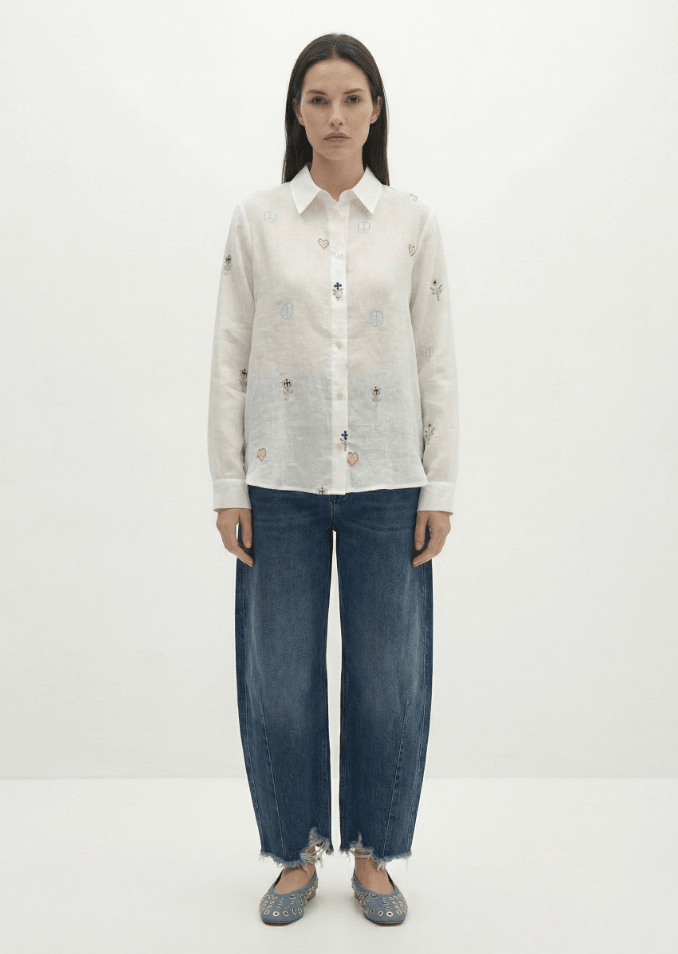 Berenice Cool Peace Linen Shirt in Off White