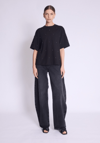 Berenice Enzo Oversize Pearl Tee in Black Forest