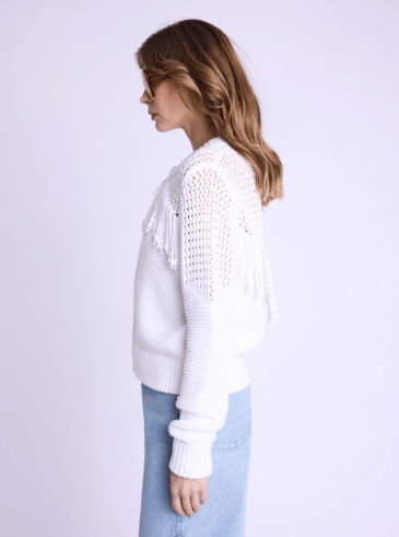 Berenice Glenda Fringe Cardigan in White