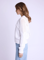 Berenice Glenda Fringe Cardigan in White