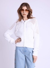 Berenice Glenda Fringe Cardigan in White
