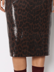 Berenice Jamyla Sequin Skirt in Dark Leopard
