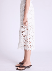 Berenice Jayne Crochet Midi Skirt in White