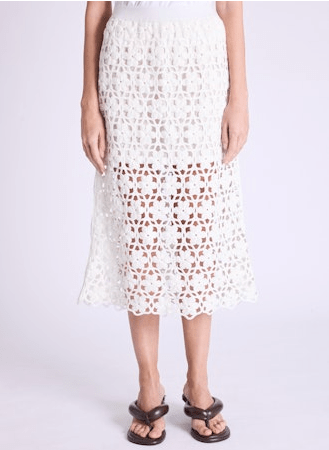 Berenice Jayne Crochet Midi Skirt in White