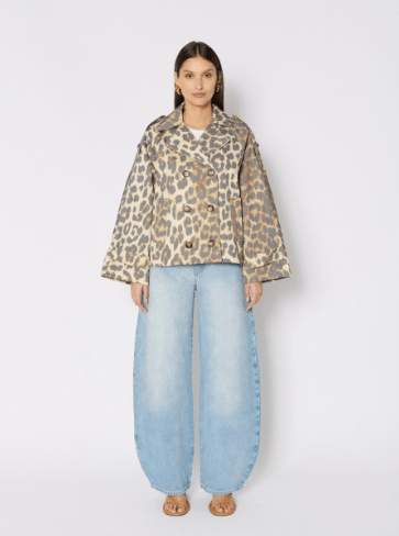 Berenice Trench Muriel Short Trench Coat in Leopard Print