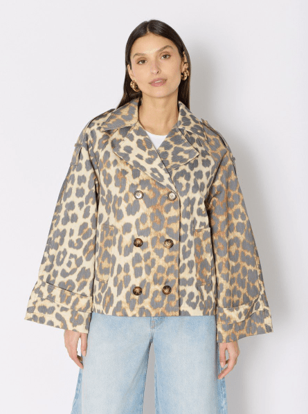 Berenice Trench Muriel Short Trench Coat in Leopard Print