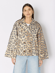 Berenice Trench Muriel Short Trench Coat in Leopard Print