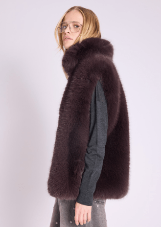 Berenice Vitalo Sleeveless Jacket in Dark Brown
