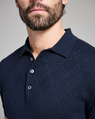Billy Reid Diamond Sweater Polo in Carbon Blue