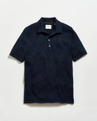 Billy Reid Diamond Sweater Polo in Carbon Blue
