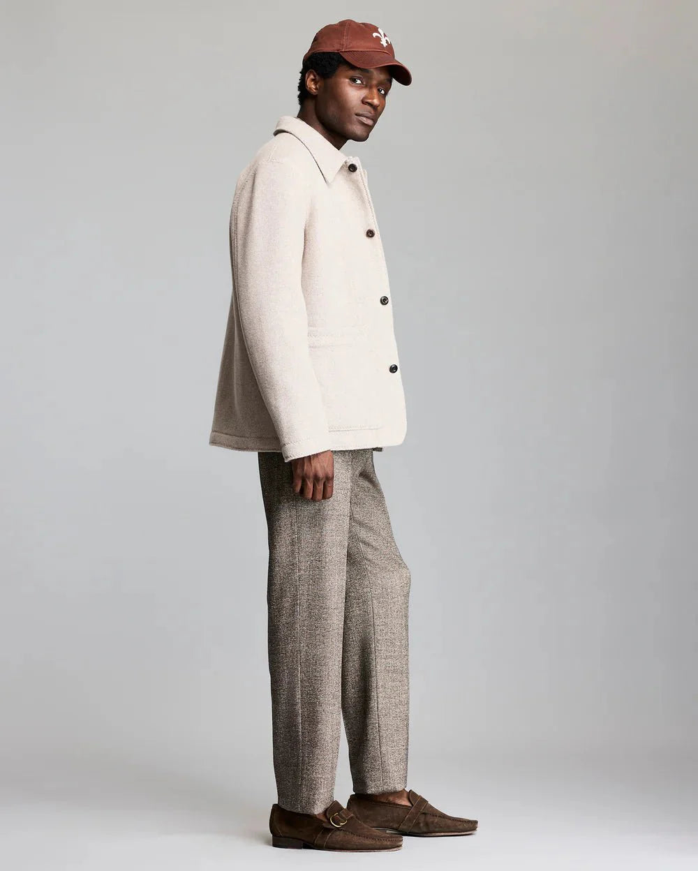 Billy Reid Felted Wool Chore Coat in Dove Heather